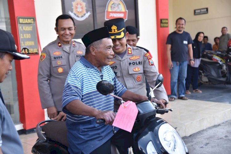 Pasca Amankan Tersangka Curanmor, Polres Bondowoso Serahkan Motor ke Pemilik Tanpa Biaya