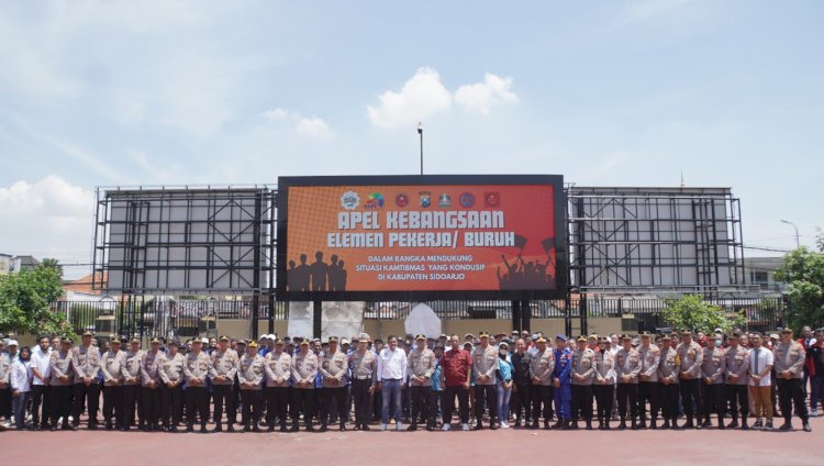 Gelar Apel Kebangsaan Buruh dan Doa Bersama di Polresta Sidoarjo